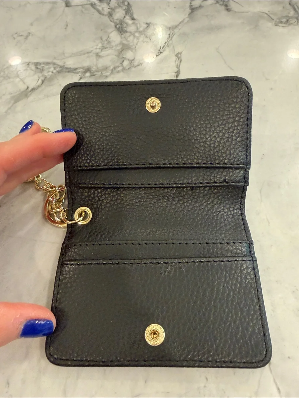 Steve Madden Black Faux Leather Keychain Card Holder Wallet